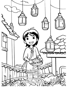 Diwali coloring page for classroom activities