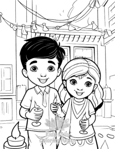 Free printable Diwali coloring page for kids