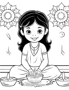 Diwali coloring page for boys, printable at home