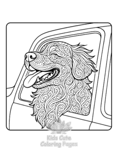 Free Dogs in Cars coloring pages to print at home