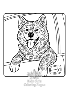 Dogs in Cars coloring page for classroom activities
