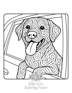 Simple Dogs in Cars coloring page for toddlers