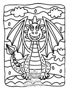 Printable Dragon Moments coloring sheet for preschoolers