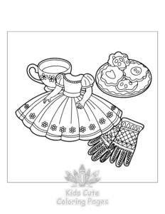 Dresses coloring page for girls, free to print
