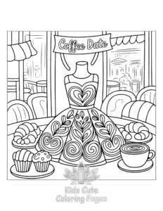 Printable Dresses coloring sheet for preschoolers