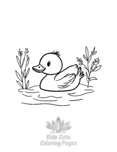 Duck coloring page for girls, free to print