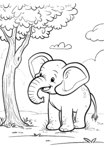 Elephant coloring page for boys, printable at home