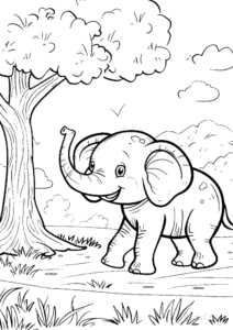 Simple Elephant coloring page for toddlers