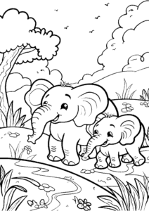 Printable Elephant coloring sheet for preschoolers