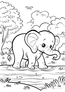 Elephant coloring page for classroom activities