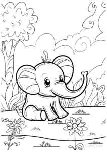 Easy Elephant coloring sheet for young children