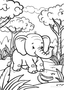 Free printable Elephant coloring page for kids