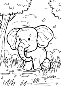 Simple Elephant coloring page for toddlers