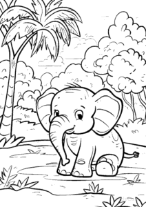 Printable Elephant coloring sheet for preschoolers