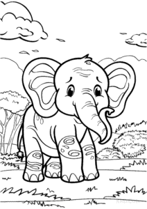 Elephant coloring page for classroom activities
