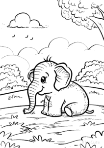 Easy Elephant coloring sheet for young children