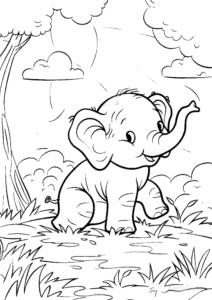 Free printable Elephant coloring page for kids