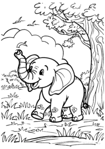Simple Elephant coloring page for toddlers