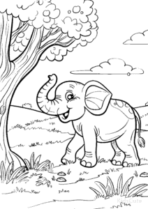 Printable Elephant coloring sheet for preschoolers