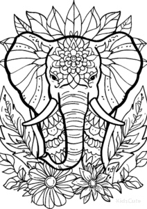 Elephant coloring page for boys, printable at home
