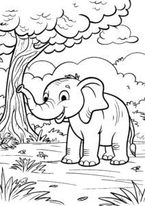 Elephant coloring page for classroom activities