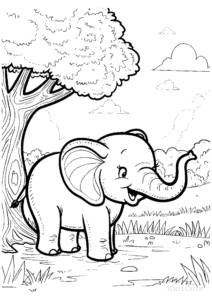 Easy Elephant coloring sheet for young children