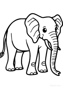 Elephant coloring page for girls, free to print