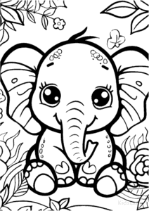 Printable Elephant coloring sheet for preschoolers