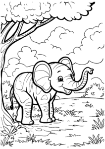 Elephant coloring page for classroom activities