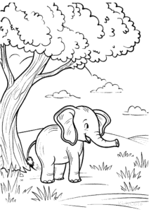 Easy Elephant coloring sheet for young children