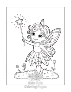 Fairy coloring page for girls, free to print