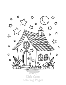 Fairy House coloring page for boys, printable at home