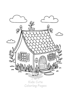 Printable Fairy House coloring sheet for preschoolers