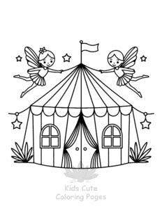 Printable Fairy House coloring sheet for preschoolers