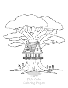 Free printable Fairy House coloring page for kids