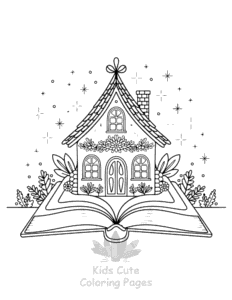 Fairy House coloring page for girls, free to print