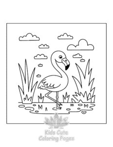 Easy Flamingo coloring sheet for young children