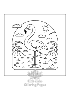 Free printable Flamingo coloring page for kids