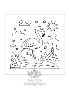 Free printable Flamingo coloring page for kids