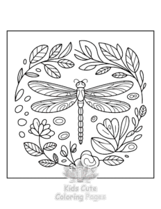 Floral Dragonflies coloring page for boys, printable at home