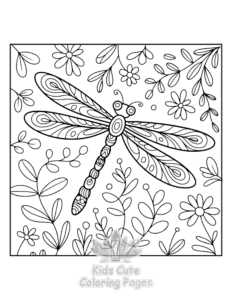 Simple Floral Dragonflies coloring page for toddlers