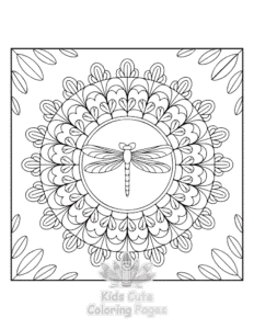 Easy Floral Dragonflies coloring sheet for young children
