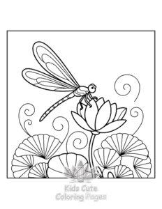 Simple Floral Dragonflies coloring page for toddlers