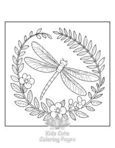 Floral Dragonflies coloring page for boys, printable at home