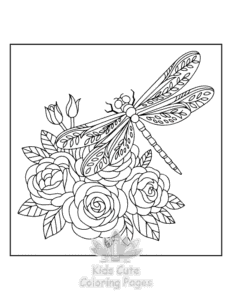 Free Floral Dragonflies coloring pages to print at home