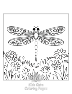 Free printable Floral Dragonflies coloring page for kids
