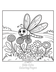 Simple Floral Dragonflies coloring page for toddlers
