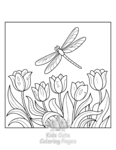 Floral Dragonflies coloring page for classroom activities