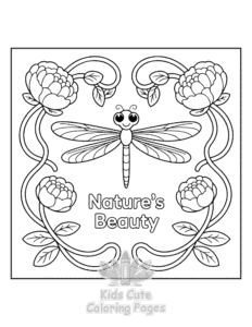 Floral Dragonflies coloring page for girls, free to print