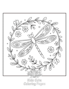 Floral Dragonflies coloring page for classroom activities